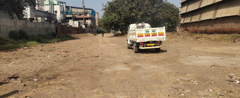 A vacant plot was cleared for heavy vehicle parking